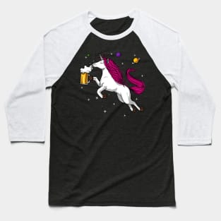 Unicorn Drinking Beer Baseball T-Shirt